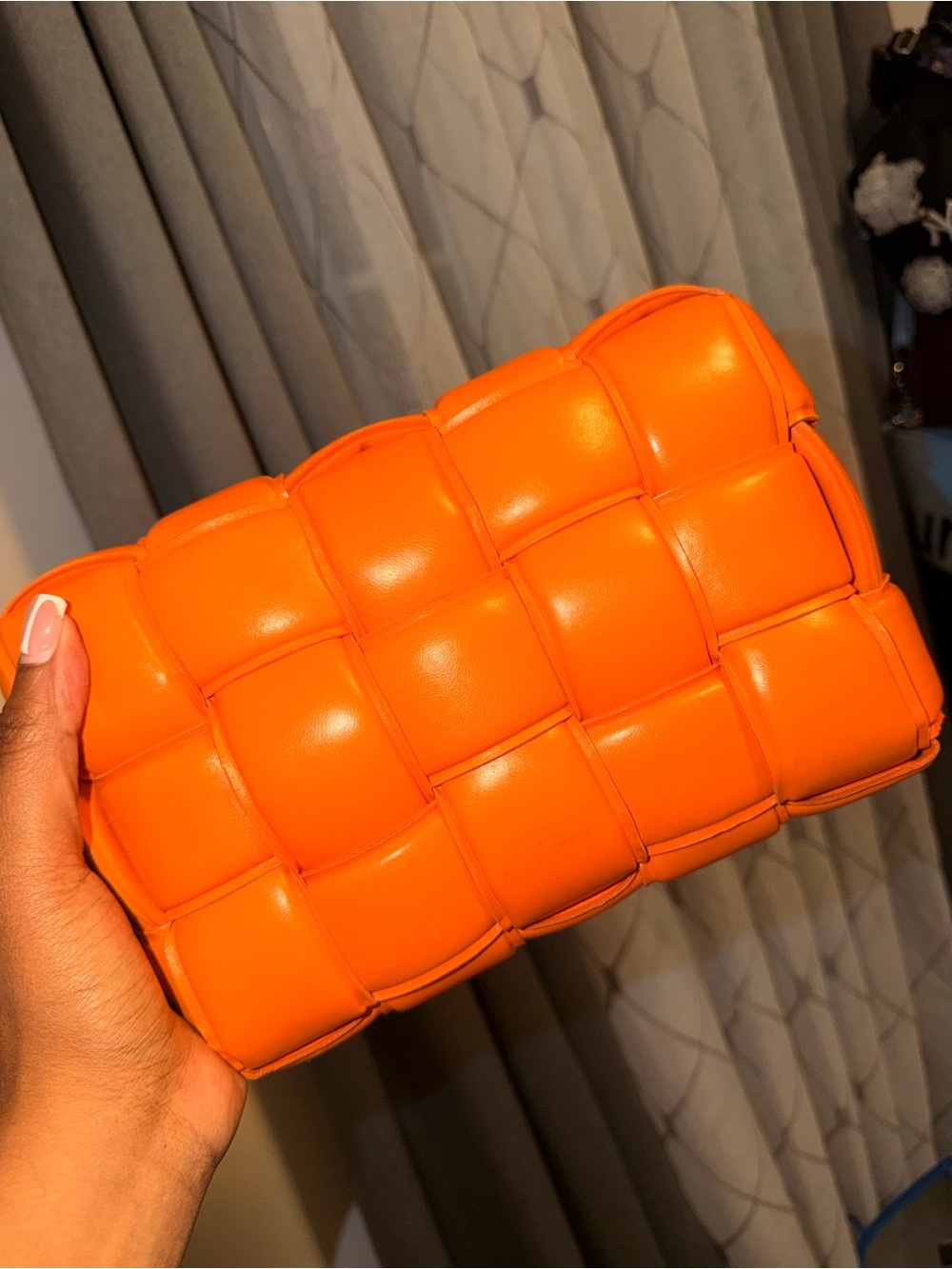 Bottega Veneta Orange Intrecciato Padded Leather Clutch - Picture 3 of 9